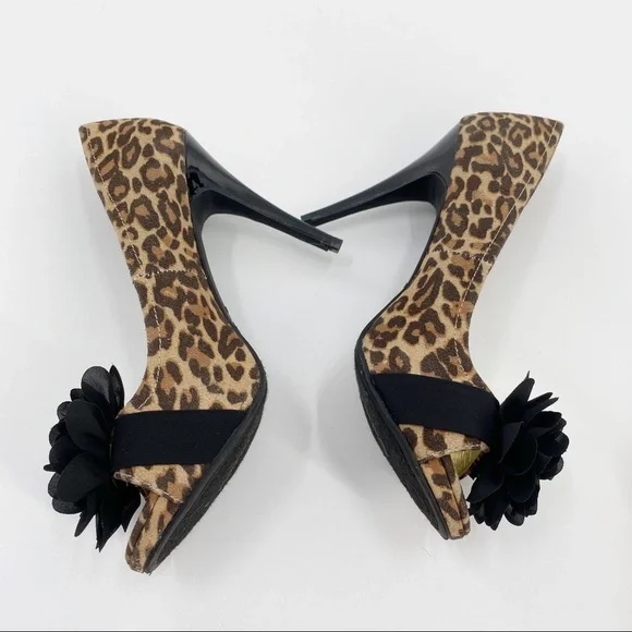 Carlos Santana Leopard Print Cupcake Heels Sz 7.5 - Picture 3 of 10